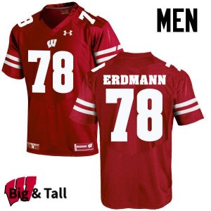 Men's Wisconsin Badgers NCAA #78 Jason Erdmann Red Authentic Under Armour Big & Tall Stitched College Football Jersey LM31X80SN
